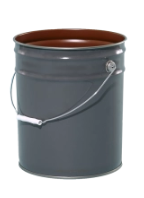 5 Gallon Gray Open Head Steel Pail, Metal Handle, Round, Non UN Tapered 2 Bead Pail
