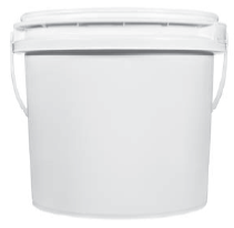 3 Gallon White Open Head Round HDPE Pail, with Plastic Handle