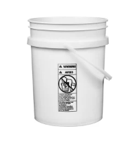 5 Gallon White Open Head Round HDPE Pail, with Plastic Handle Non-Inverted, 90 Mil
