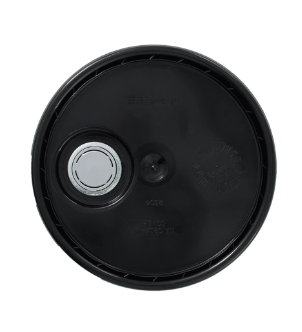 5 Gallon Round Black HDPE Cover with Rieke Fitment Insert and Gasket, UN(Y1.5/30)(Y43/S)