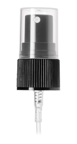 20-410 Black Fine-Mist Sprayer, Clear PP Hood, 3-3/4" Diptube, 0.13 mL Output