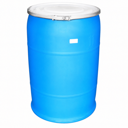 30 Gallon Blue Open Head HDPE Drum, With Cover, Lever Lock Ring, UN(1H2/Y130/S) with Dish Cover Lever Lock Ring