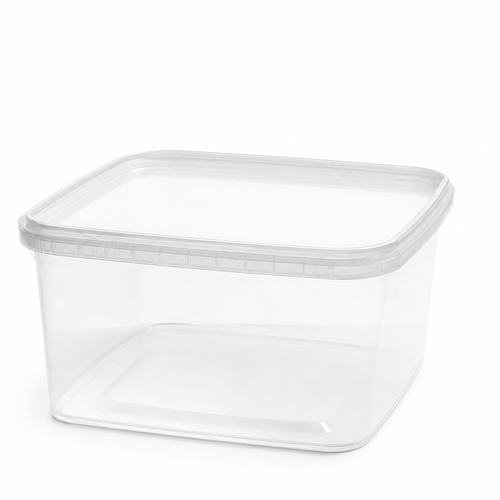 32 Ounce Clear PP Square Container, Tamper-Evident