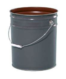 5 Gallon Gray Open Head Steel Pail, Metal Handle, Round, UN(Y1.9/100)