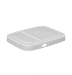 2 Gallon White PP Cover, with Dry Seal Gasket, Rectangular, No Gasket Dry Seal