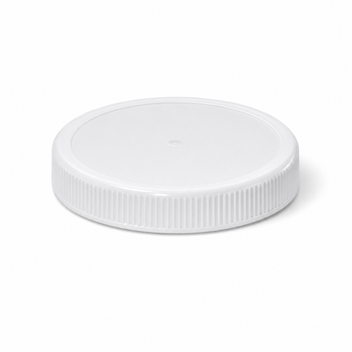 70-400 White PP Round Continuous Thread Cap, Ribbed Sides, Unlined