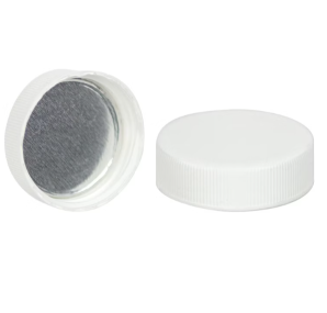38-400 White PP Round Cap, Circumvent Airfoil, Vented Heat-Seal Foil Liner for HDPE