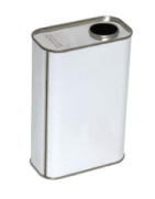 1 Quart White Tin Oblong Can, Unlined, Alpha Nozzle