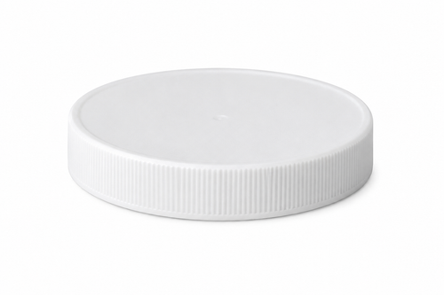 48-400 White PP Round Continuous Thread Cap, F217 Foam Liner, Top Gate, Polybag