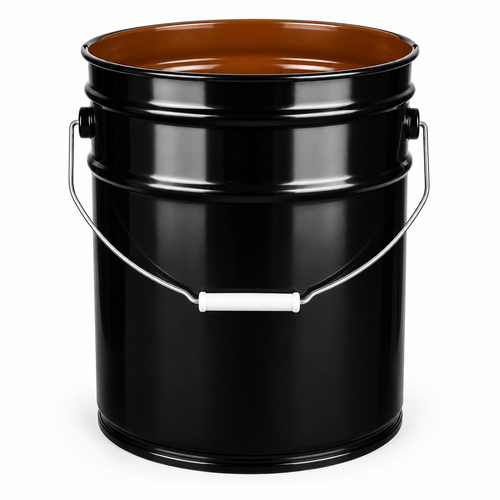 5 Gallon Red Open Head Steel Pail, Metal Handle, Round, Ei5.00