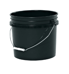 3.5 Gallon Black Open Head HDPE Pail, Metal Handle, Round