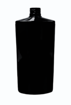16 Ounce Black PVC Ribbed Oval Bottle, 28-410