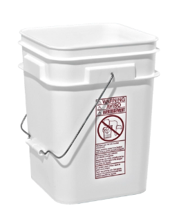 4.25 Gallon White Open Head HDPE Pail, Metal Handle, Square, with Metal Handle