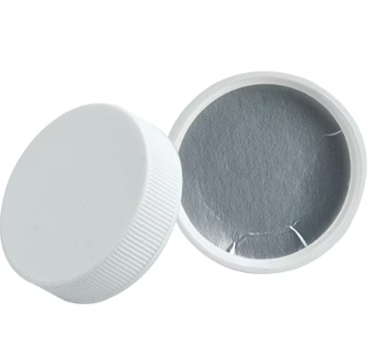 38-400 White PP round Cap, Vented HS Foil Liner (VPE4.4) + Foam