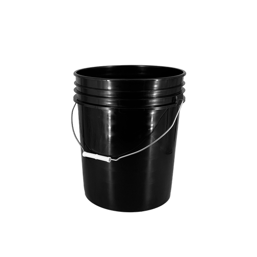 5 Gallon Black Open Head HDPE Pail, Metal Handle, Round, W/CWL Metal Handle