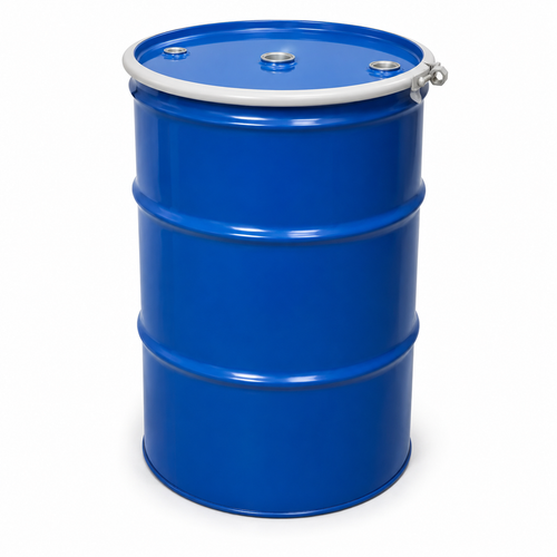 55 Gallon Blue Open Head Steel Drum, Lined, UN(Y1.8/100) with 2" and 3/4" Steel Bung Opening