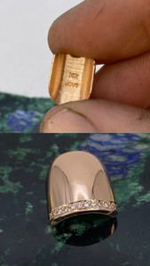 Diamond French Tip Gold Short Nail