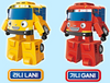 The Little Bus Tayo Transformer Robot Toy GANI & RANI Set 2 pcs 4.3" - Red & Yellow