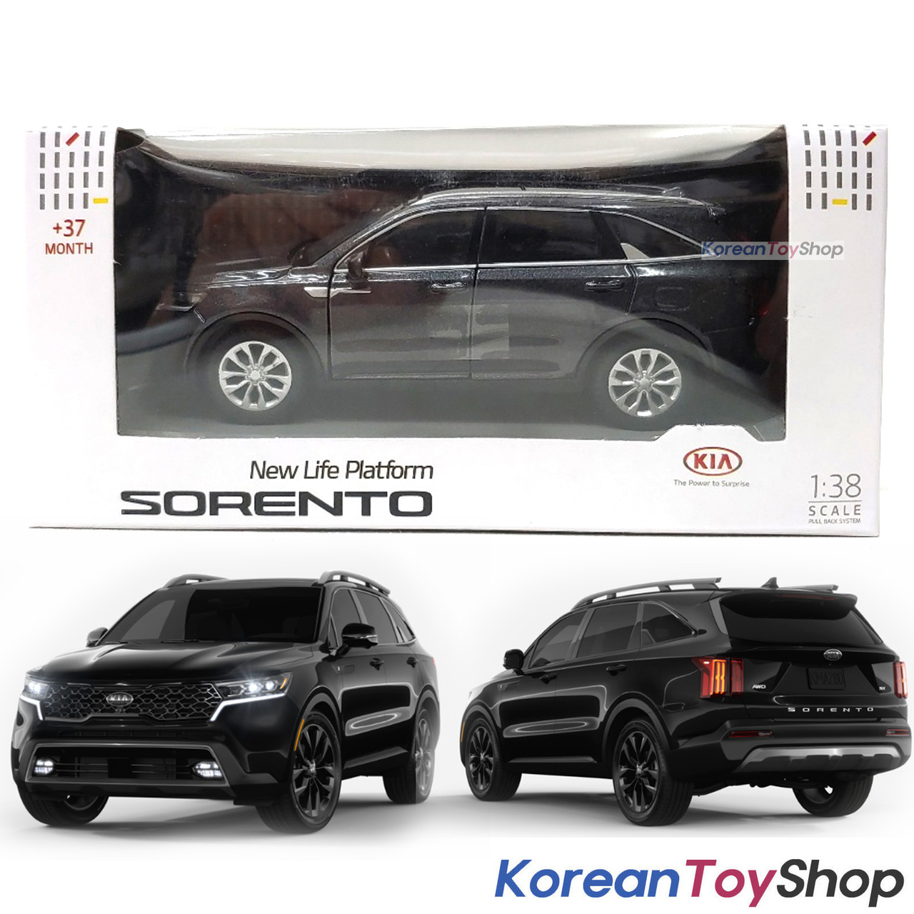 Kia Motors SORENTO MQ4 Diecast Mini Car Toy 1:38 Miniature Model BLACK