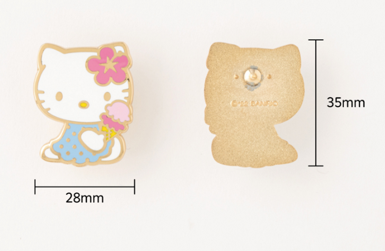 Sanrio Characters Kitty Summer Theme Pin Badge 6 pcs Set Authentic