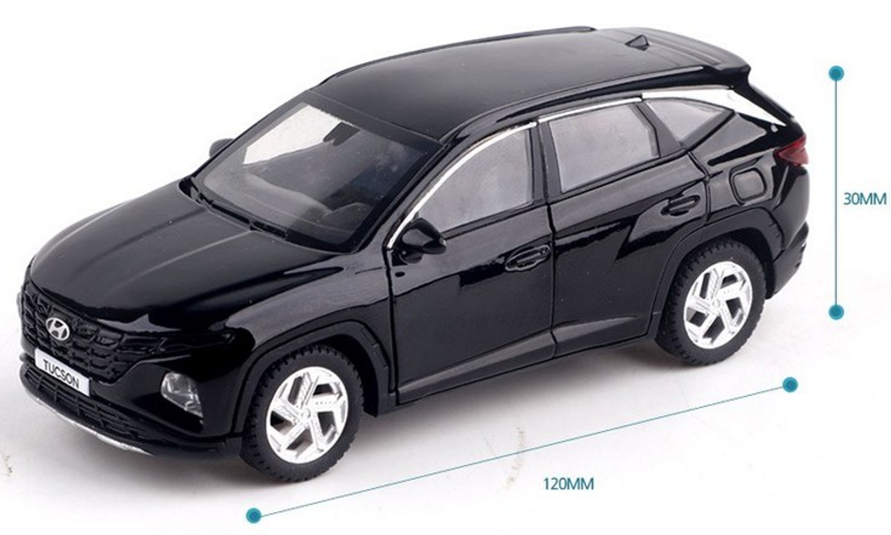 Hyundai Motors Tucson NX4 Diecast Mini Car Toy 1:38 Miniature Model Black  Color