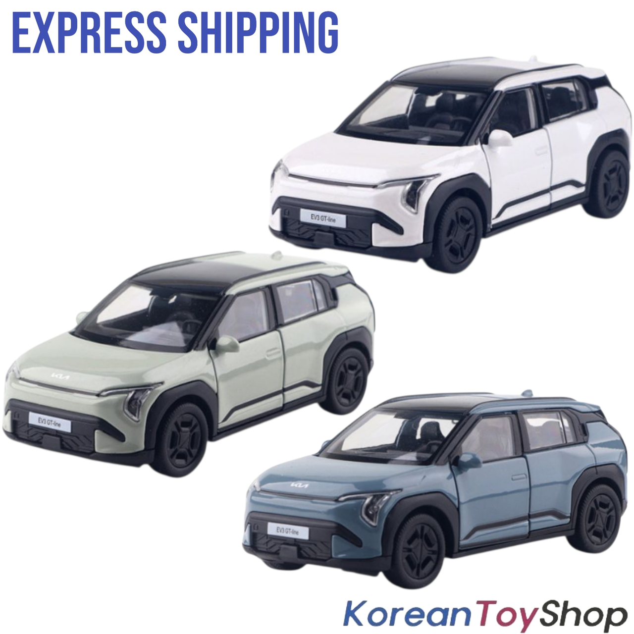 Kia Motors EV3 GT-line Diecast Metal Model Mini Car 3 pcs Set Toy 1:38