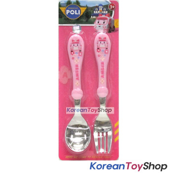 Robocar Poli Easy Stainless Steel Spoon Fork Set / BPA Fee / Made in Korea AMBER Robocar Poli Easy Stainless Steel Spoon Fork Set / BPA Fee / Made in Korea AMBER