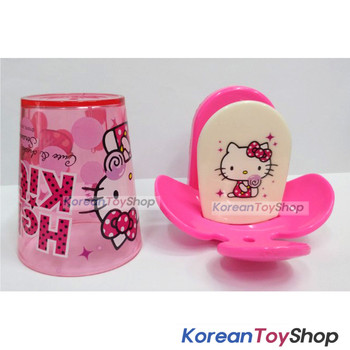 Hello Kitty Toothbrush Holder & Clear Cup Set Wall Mount w/ Double Side Tape Hello Kitty Toothbrush Holder & Clear Cup Set Wall Mount w/ Double Side Tape
