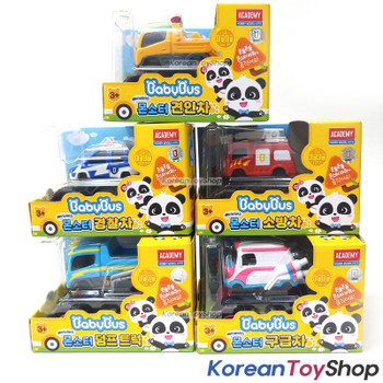 BabyBus Panda Monster Toy Car 5 pcs Set - Tow Truck, Police Car, Fire Truck, Dump Truck, Ambulance