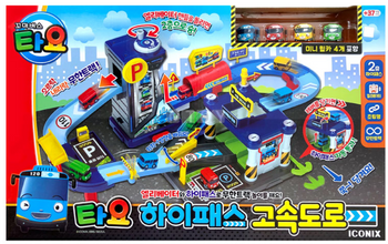The Little Bus Tayo Highway Racing Play Set Toy w/ 4 Buses Mini Wheel Car Series Iconix