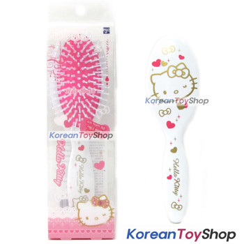 Hello Kitty Hair Cushion Brush Comb / Oval White Pink Color / Made in Korea Hello Kitty Hair Cushion Brush Comb / Oval White Pink Color / Made in Korea