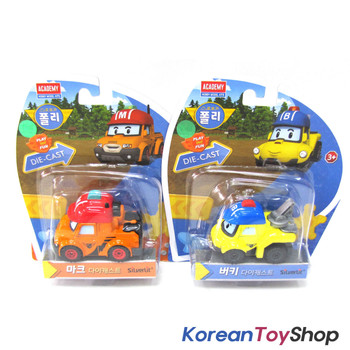 Robocar Poli Diecast Metal MARK & BUCKY 2 pcs Set Figure Toy Academy Genuine