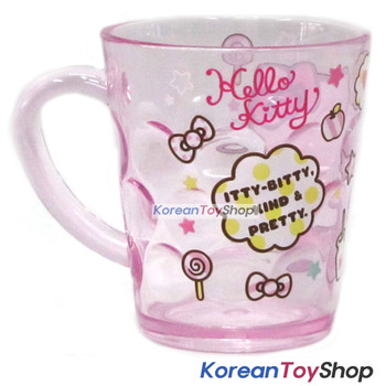 Hello Kitty Character Clear Plastic Cup with Handle 7.8oz Made in Korea Hello Kitty Character Clear Plastic Cup with Handle 7.8oz Made in Korea