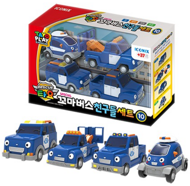 00174 TAYO Little Bus Friends Special V.10 Mini Car 4 pcs Toy Set Police Team