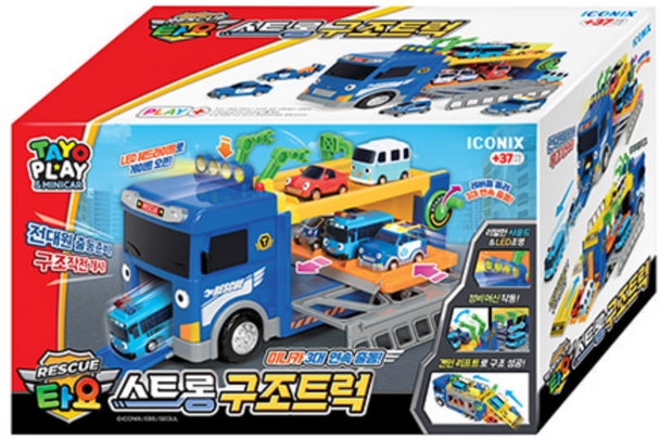 Tayo Little Bus Convertible Strong Rescue Truck Toy Car LED & Sound Effect (No Cars inside)