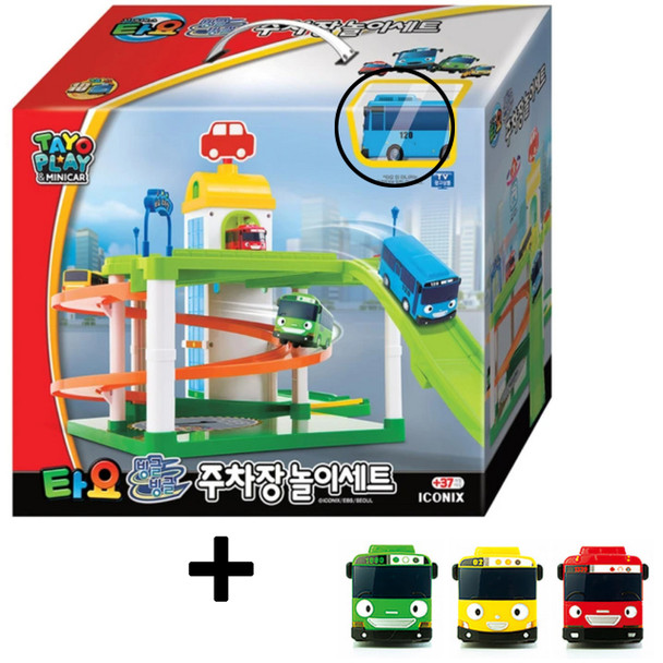 Tayo Little Bus Parking Center Play Set Garage Toy w/ Mini Bus 4 pcs Iconix