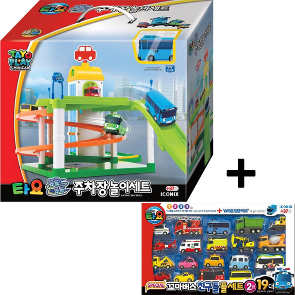 Tayo Little Bus Parking Center Play Set Garage Toy w/ Mini Car 19 pcs Iconix