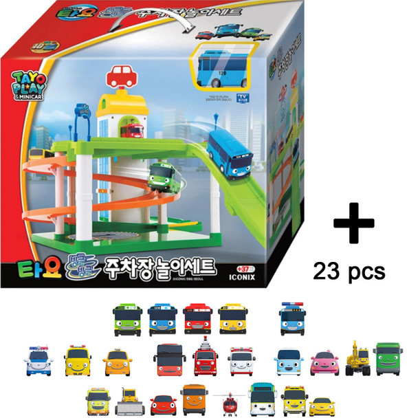 Tayo Little Bus Parking Center Play Set Garage Toy w/ Mini Car 23 pcs Iconix