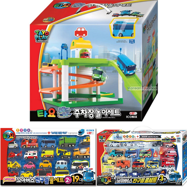 Tayo Little Bus Parking Center Play Set Garage Toy w/ Mini Car 37 pcs Iconix