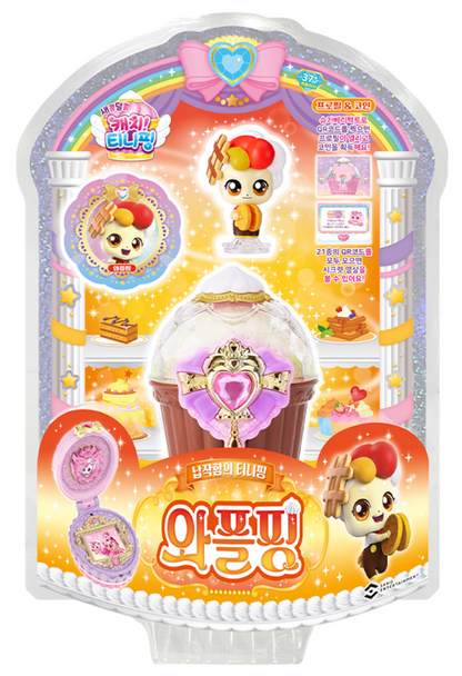 Catch Teenieping Sweet & Sour 와플핑 Figure Season 4 Toy Set w/ QR Code Medal