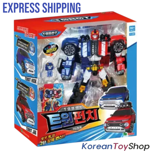 Tobot TWIN PUNCH Transformer Robot Car Toy Big Size Hyundai Casper Blue Hook Red Jap