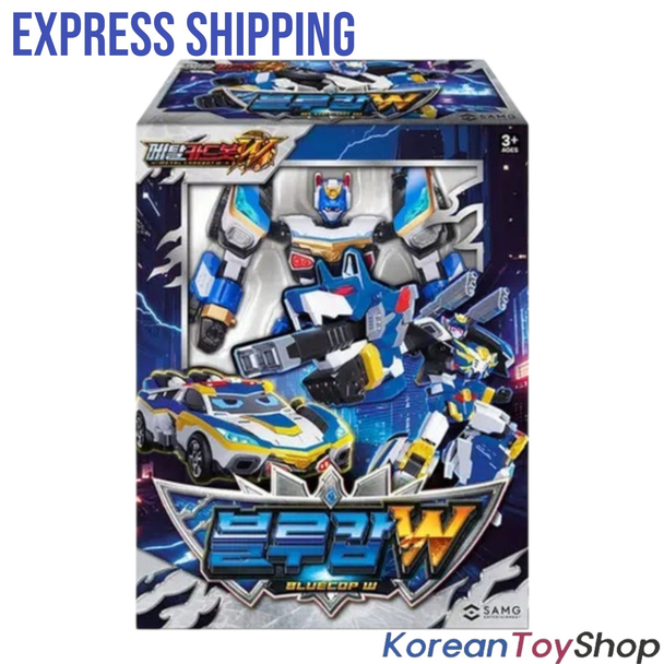 Metal Cardbot W BLUECOP W Transformer Robot Toy Blue Cop W