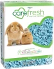 Package of Carefresh light blue paper small pet bedding featuring rabbit, guinea pig, and hamster graphics.