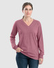 Berne Women's V-Neck Long Sleeve T-Shirt Mauve