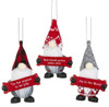 Holiday Sayings Gnome Ornaments, Assorted