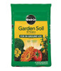Front packaging image of a bag of Miracle-Gro All Purpose Garden Soil. The green bag has a prominent yellow center label stating it is "For In-Ground Use" and features vibrant images of flowers, a tomato, a bell pepper plant, and a green shrub at the bottom.