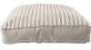 A front product photograph of a rectangular plush pet bed, isolated against a white background. The design features a supportive heathered beige fabric base paired with a thick, textured cream-colored corduroy plush top mattress layer.