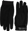A front and back product photograph of a pair of black SSG All Weather equestrian riding gloves, isolated against a white background.