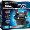 Retail packaging box for a Fluval FX2 High-Performance Canister Filter, featuring product graphics and performance specifications, isolated against a white background.