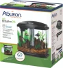 Retail packaging box for an Aqueon LED BettaBow 2.5 Desktop Aquarium Kit featuring SmartClean Technology, showcasing the set-up tank with two bettas and product contents against a white background.